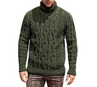 VYLYNL Mens Knitted Jumpers Roll Neck Cotton Sweater Fisherman Cable Knit Jumper Turtleneck Pullover Thick Thermal Long Sleeve Knitwear Solid Color Work Jumper Autumn Winter Warm Casual Jumper Green