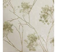 Vymura Sofia Green Gold & Cream Floral Sprig Italian Heavyweight Wallpaper M95671