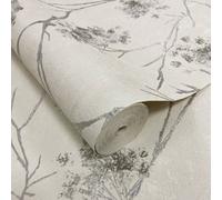 Vymura Sofia Grey & Off White Floral Sprig Italian Heavyweight Wallpaper M95673
