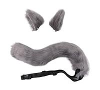 Vynetra 3 Pieces Plush Animal Cosplay Set Foxes Ears Headgear Wolf Tail Fashion Gothic Cosplay Accessory Photo Taking Furry Ears And Tail Wolf Set Red And Black