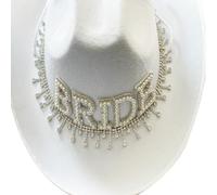 Vynetra Bachelorettes Party Cowboy Hat For Bride With ArtificialPearl Bridal Shower Cowgirl Hat Carnivals Party Photoshoots Cosplay Costume Wedding Ceremony Music Festival