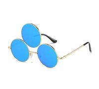 Vynetra Colorful Round Three Frame Glasses Y2K Teens Christmas Taking Photo Glasses Party Three Frame Color Lens Small For Woman Small For Woman Face Outdoor