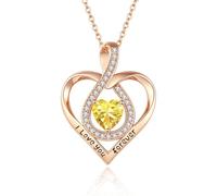 Vynetra Elegant Heart Necklace Colorful Birth Stone Pendant Collarbone Chain Adjustable Length Neckchain For Fashion Enthusiasts Unique Her