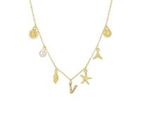 Vynetra Multipurpose Bohemians Seashells Charm Necklace With Gold Pendant Accent For Trendy Women Ladies Daily Casual Wear Surfer Accessories
