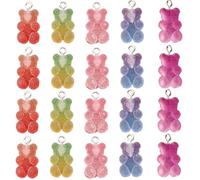 Vynetra Pack Of 20 Colorful Cartoon Bear Pendants Mixed Heart Star Charm For Creative Keychains And Fashion Accessories