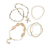 Vynetra Set of 7 Delicate Beads Bracelet Comfortable Wrist Jewelry Resin and Shell Texture for Individualistic Jewelry Seekers