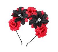 Vynetra Skull Headband Rose Flower Crowns Hairband Day Of The Dead Headband Halloween Tiaras And Crowns Goth Flower Halloween For Kids