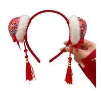 Vynetra Snake Year Pompoms Buns Headband For Traditional Chinese Festival Celebration Fringed Hairhoop For Various Occasion Tassels Hairband