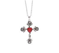 Vynetra Thorn Knotted Rose Crosses Pendant Necklace Ornament Stylish Neckchain Accessories For Gothic Enthusiasts Adjustable Chain Length