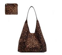 Vynoraxis Leopard Print Tote Bag with Leopard Purse | Large Capacity Durable Faux Suede Shoulder Bag for Women, Travel, Shopping & Daily Use