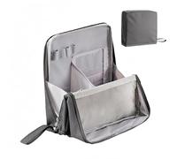 Vynoraxis Stand Up Makeup Bag Portable Large Capacity Makeup Organizer Bag with Compartments, Waterproof Standing Toiletry Cosmetic Case for Travel Storage (Gray)