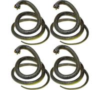 Vynorix Fake Snake Rubber Snake Toy, 4 Pieces Realistic Snakes That Look Real for Garden Props to Keep Birds Away, Novelty Toys for Playing Jokes Prank Stuff for Halloween Party Favor