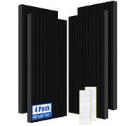 Vyntqlla 4-Pack Acoustic Foam Panels, 48" x 24" x 2" High-Density Soundproof Foam Wall Panels for Wall, Ceiling, Noise Dampening Panels for Office, Studio and Home (Black 4 Pack, 48X24X2 Inch)