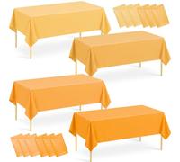 Vyntra 12 Pack Orange Mix Plastic Tablecloths, 4-Shade Disposable Party Table Covers for Halloween, Thanksgiving, Fall & Harvest Parties