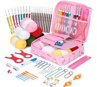 VynyQoo Crochet Kit for Beginners, 62PCS Crochet Kits with Storage Case, Beginner Crochet Kit with Hooks Yarn and Accessories for DIY Gifts Creative