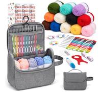 VynyQoo Crochet Kits for Beginners Adults, 90Pcs Yarn Craft Set Included Instructions 2.0-6.0mm Ergonomic Crochet Hooks 17Pcs×24-27g Yarn Storage Bag and Knitt Accessories
