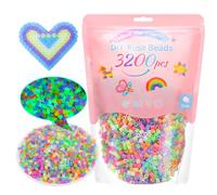 VynyQoo Luminous Fuse Beads, 3200pcs 7 Colors Glow in the Dark Beads, 5mm Iron Beads for Kids 6+DIY Hammer Beads, Arts and Crafts Gifts for Birthday, New Year, Thanksgiving
