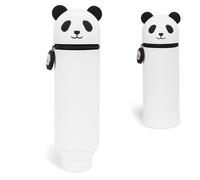VynyQoo Pencil Case Kawaii Silicone, Pencilcase Expandable 2 in 1, Cute Pen Case, Zippered Pen Pouch for Kids, Desk Table Pen Holder Multifunctional, Panda