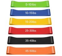 VynyQoo Resistance Bands, Set of 6 Natural Latex Resistance Bands Set(5-50 lbs), Exercise Workout Bands for Women and Men, Perfect for Home, Gym, Yoga, Strength Training, Portable Bag Included