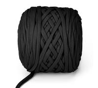 VynyQoo Tshirt Yarn for Crocheting, Crochet Yarn 105m 300g, Chunky Knitting Yarn, Width 2cm Elastic T-Shirt Yarn for Beginners to Crochet Bag, Blanket, Basket, DIY Projects, Home Decor (Black)