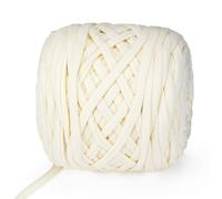 VynyQoo Tshirt Yarn for Crocheting, Crochet Yarn 105m 300g, Chunky Knitting Yarn, Width 2cm Elastic T-Shirt Yarn for Beginners to Crochet Bag, Blanket, Basket, DIY Projects, Home Decor (White)