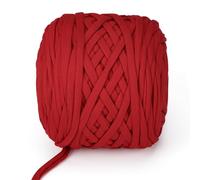 VynyQoo Tshirt Yarn for Crocheting, Crochet Yarn 105m 300g, Chunky Knitting Yarn, Width 2cm Elastic T-Shirt Yarn for Beginners to Crochet Bag, Blanket, Basket, DIY Projects, Home Decor (Red)