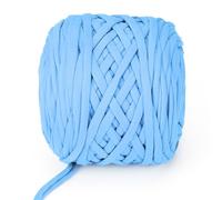 VynyQoo Tshirt Yarn for Crocheting, Crochet Yarn 105m 300g, Chunky Knitting Yarn, Width 2cm Elastic T-Shirt Yarn for Beginners to Crochet Bag, Blanket, Basket, DIY Projects, Home Decor (Blue)