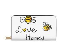 VYONNE Love Honey Long Faux Leather Clutch Chic Stylish Women's Wallets for Modern Women Large Capacity Card Holder and Organizer Pockets Durable Purse Handbag for Everyday Travel