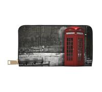 VYONNE Phone Booth in London Streets Long Faux Leather Clutch Chic Stylish Women's Wallets for Modern Women Large Capacity Card Holder and Organizer Pockets Durable Purse Handbag for Everyday Travel