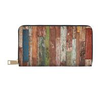 VYONNE Planks Weathered Old Look Long Faux Leather Clutch Chic Stylish Women's Wallets for Modern Women Large Capacity Card Holder and Organizer Pockets Durable Purse Handbag for Everyday Travel