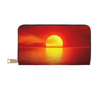 VYONNE Red Sunrise Long Faux Leather Clutch Chic Stylish Women's Wallets for Modern Women Large Capacity Card Holder and Organizer Pockets Durable Purse Handbag for Everyday Travel