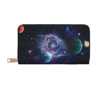 VYONNE Sun and Earth Long Faux Leather Clutch Chic Stylish Women's Wallets for Modern Women Large Capacity Card Holder and Organizer Pockets Durable Purse Handbag for Everyday Travel