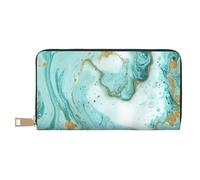 VYONNE Teal and Gold Marble Long Faux Leather Clutch Chic Stylish Women's Wallets for Modern Women Large Capacity Card Holder and Organizer Pockets Durable Purse Handbag for Everyday Travel