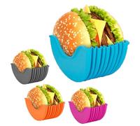 Vyooxcy 4 PCS Reusable Burger Holder Clip，Retractable Adjustable Sandwich/Hamburger Holders for Burger Lovers the aged and Children