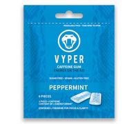 Vyper Caffeine Gum Peppermint 1 Packet of 6 Pieces | Caffeine Chewing Gum with L-Theanine | Sugar-Free | Vegan | Gluten Free