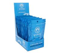 Vyper Caffeine Gum with L-Theanine - 72 Energy Chews - Fast Acting Caffeine Chewing Gum in Peppermint - Sugar Free, Vegan, Gluten Free - 12 Packets