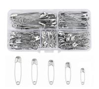 Vyqrx 150 Pack Safety Pins with Storage Box,5 Assorted Sizes Stainless Steel Pins for Clothes Sewing Crafts Quilting Knitting Dressmaking Repair