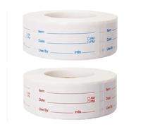 Vyqrx 2 Rolls Removable Food Kitchen Stickers (1000 Pcs) - 5x2.5cm Red & Blue Self-Adhesive Food Labels for Freezer, Meal Prep, Canning & Pantry Organization