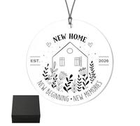Vyqrx 2026 New Home Gifts Round Ceramic Hanging Ornament, Ceramic New Beginning Memories With Gift Box Ornament, House Warming Keepsake Decor for Couples Friends Colleagues