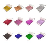 Vyqrx 240 Sheets 12 Colours Imitation Gold Leaf Sheets, Metallic Silver Leaf & Coloured Foil Paper for Arts Crafts, DIY Nails, Phone Case Decoration (20 Sheets per Colour)
