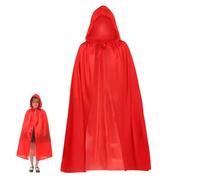 Vyqrx Adult Halloween Red Cape with Hood Little Red Riding Hood Cape Kids Hooded for Men Women Adult Kids Halloween Witch Vampires Costume 140cm Length