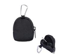 Vyqrx Coin Purse Women Mini Portable Earbud Case with Carabiner Clip, Mini Backpack Keyring Black Mesh Fabric, Zipper Closure
