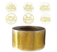 Vyqrx Merry Christmas Stickers Roll - 500pcs 2.5CM 1in Gold - Foil Transparent Stickers for Crafts, Cards, Envelope Seals & Xmas Decor