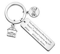 Vyqrx New Home Keyring,Stainless Steel,Engraved Welcome Home Message,Housewarming Gift for Couples Moving In Together
