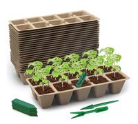 Vyranut Biodegradable Seedling Trays 30 Pieces (10 Cells) - Compostable Paper Fiber Seedling Trays with Drainage Holes - Ideal for Seeds, Vegetables, Flowers and Eco Gardening
