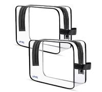 VYRL TSA Approved Toiletry Bag - 2PCS, Quart-Sized 3-1-1 Liquid - Unisex Premium & Water-Resistant Clear Makeup Bags with Heavy Duty Zippers - Ideal Companion for Travel, Camping & More, Black, M,