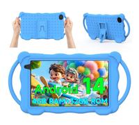 Vyrolinia Kids Tablet 7 inch Android 14.0 for Toddler, 4GB RAM 32GB ROM Bluetooth IPS Screen Google Play YouTube Parental Control Dual Camera Shockproof Case for Educational Games (Blue)