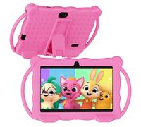 Vyrolinia Kids Tablet 7 inch Android 14.0 for Toddler, 4GB RAM 32GB ROM Bluetooth IPS Screen Google Play YouTube Parental Control Dual Camera Shockproof Case for Educational Games (Pink)