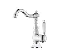 VYSLZ Brass Gold Deck Mounted Basin Faucet Single Handle Hot Cold Mixer Tap G9/16 Pipe(Short-Chrome)