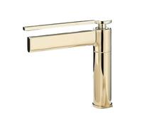 VYSLZ Brushed Gold High-Rise Waterfall Basin Faucet, Single-Handle Deck-Mounted Mixer Tap for Modern Vessel Sinks(Gold Short)